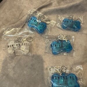 Blue and Silver LED Pet Tag shaped like dog bone lot